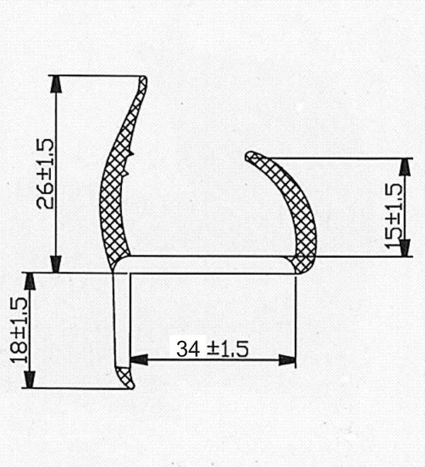 Уплотнитель дверной 34 мм профиль "Г" (3 м). Артикул У-900733