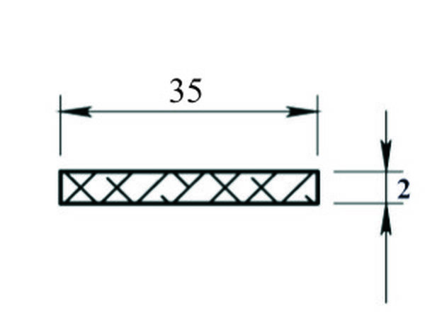 Пластина установочная для дверного резинового профиля 35х 2 мм (2 метра). Артикул П-909123