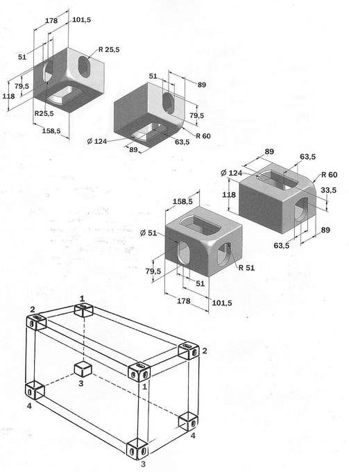 Комплект контейнерных угловых фитингов (8 шт.). 